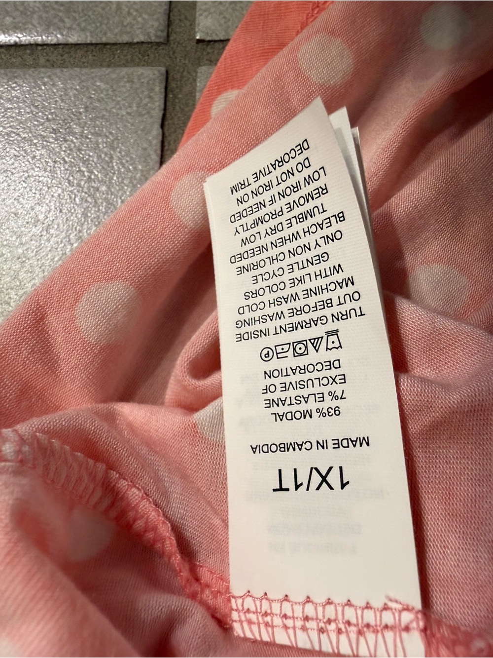 kate spade Coral Pink Polka Dot Short-Sleeve Pajama Set White Trim long Pants - Picture 7 of 7